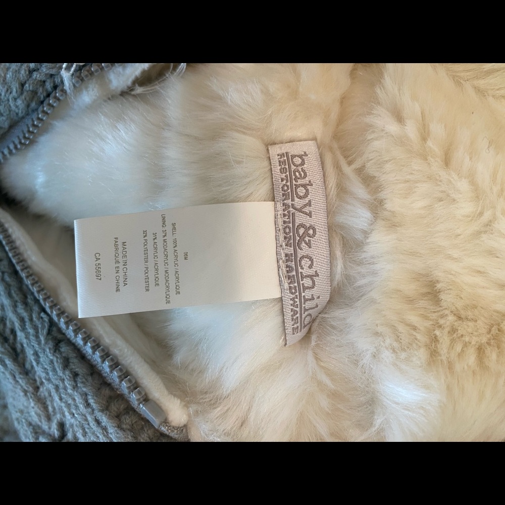 RH cable knit faux fur Sherpa bunting